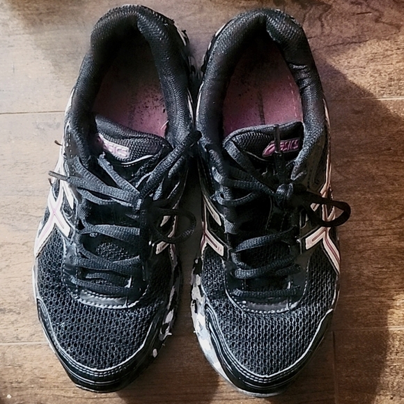 Asics SZ 6 Black/Pink Camouflage Running/Training Sneakers - Picture 7 of 10